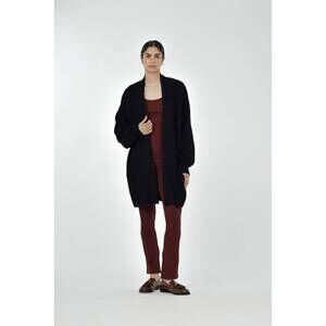 NEW PAPER LABEL row shell open cardigan in black